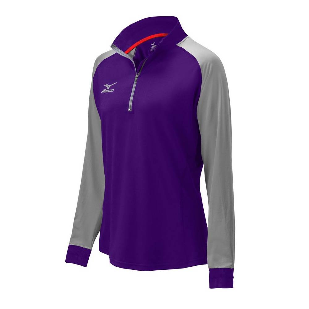 Damske Bundy Mizuno Prime 1/2 Zip Volejbalove Nachový/Siva Vypredaj IWXZ64895